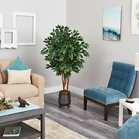 5ft. Sakaki Artificial Tree in Ribbed Metal Planter