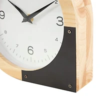 8" Light Brown Wood Round Abstract Clock