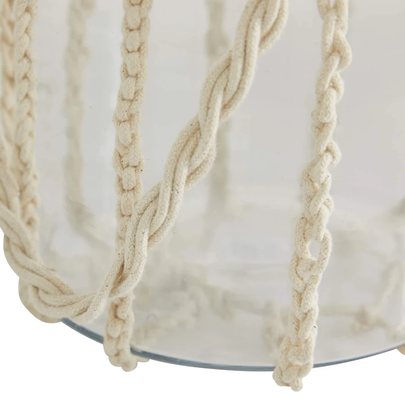 White Glass Coastal Lantern, 8" x 8" x 7"
