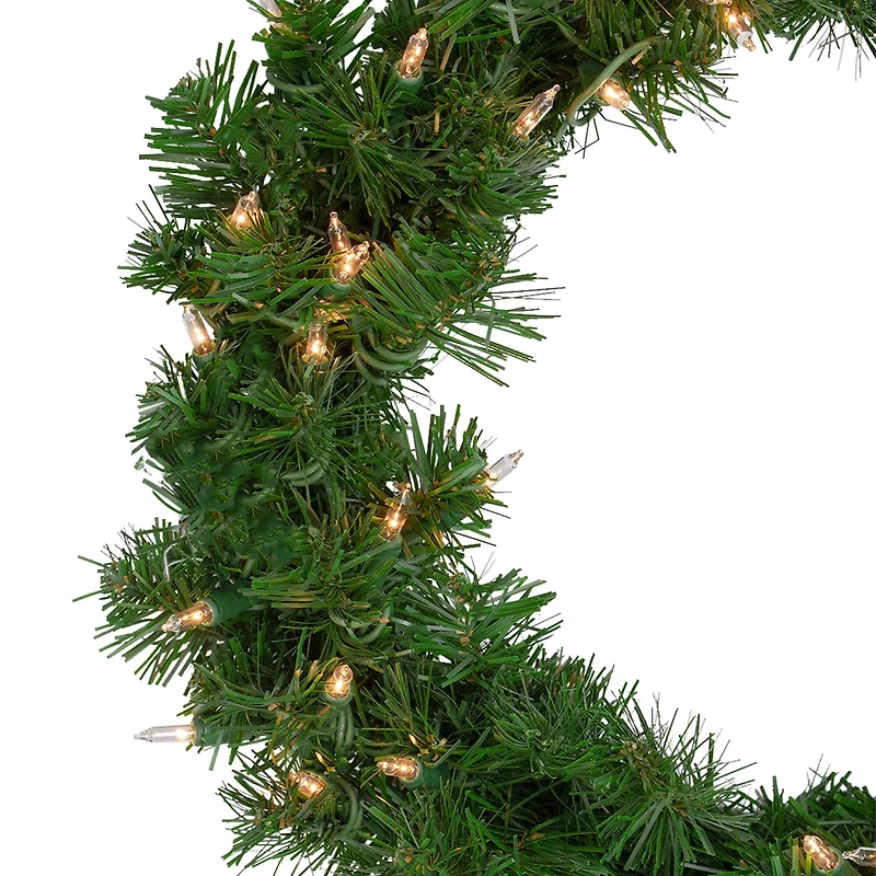 18" Pre-Lit Deluxe Windsor Pine Christmas Wreath, Clear Lights