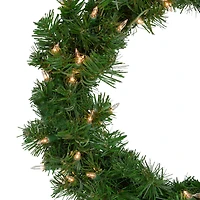 18" Pre-Lit Deluxe Windsor Pine Christmas Wreath, Clear Lights