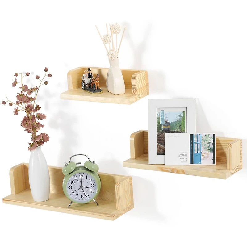 Rustic Wood Floating Wall Shelves Set
