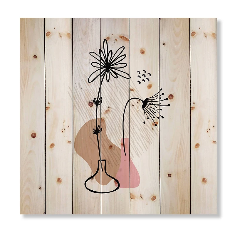 Designart - Abstract Flowers On Minimal Shapes III