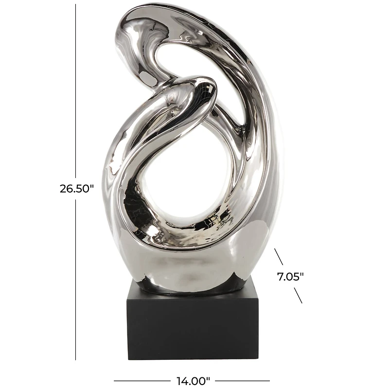 26.5" Silver Abstract Modern Ceramic Sculpture
