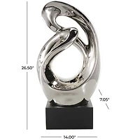 26.5" Silver Abstract Modern Ceramic Sculpture