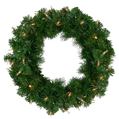16" Pre-Lit Deluxe Windsor Pine Artificial Christmas Wreath