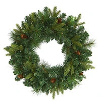 24" LED Mixed Pine Artificial Christmas Wreath