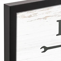 Dads Repair Shop Black Framed Canvas