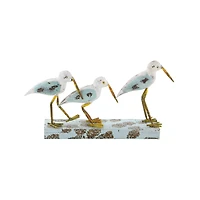 White Metal Coastal Sculpture, Birds 10" x 20" x 4"