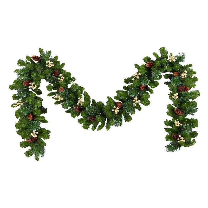 9ft. Crestwood® Green & Gold Spruce & Pinecone Pre-Lit LED Garland
