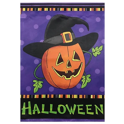Pumpkin in a Witch Hat Outdoor Garden Flag, 12.5" x 18"