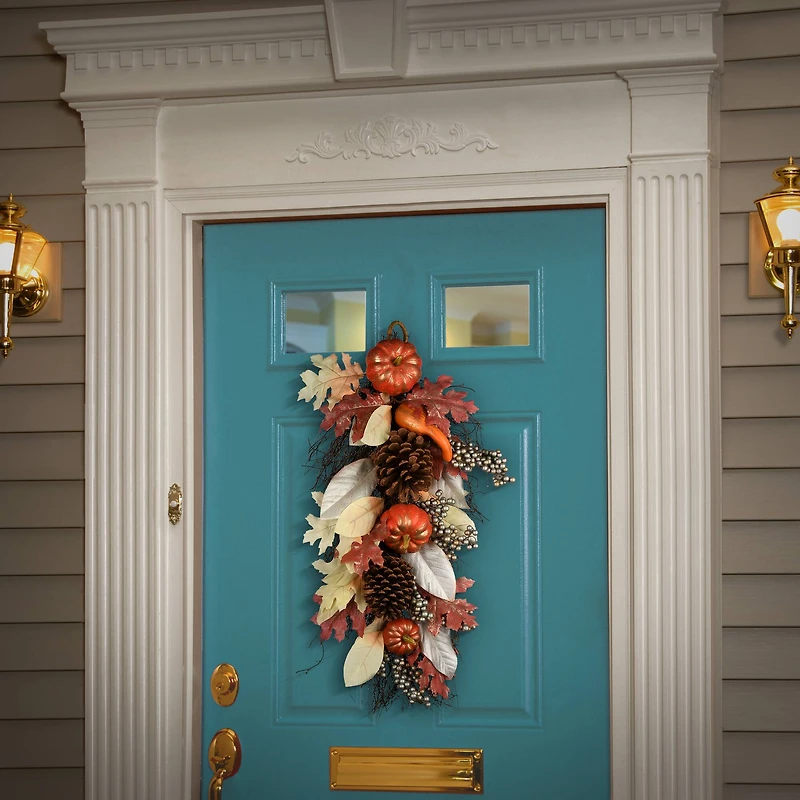 24" Harvest Maple Leaf Teardrop Swag