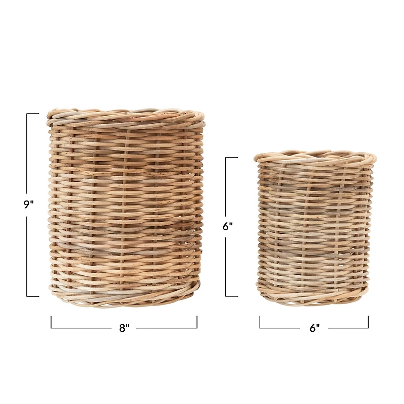 Hello Honey® Natural Hand-Woven Wicker Basket Set