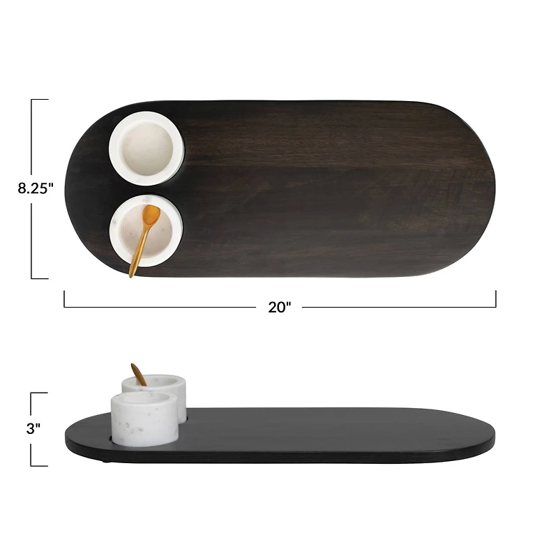Hello Honey® Mango Wood Tray & Marble Bowl Set