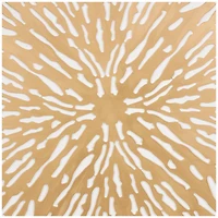 36" x 36" Gold Wooden Starburst Abstract Carved Circle Wall Décor with White Backing