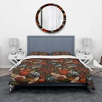 Designart 'Old school tattoo pattern' Floral Bedding Set