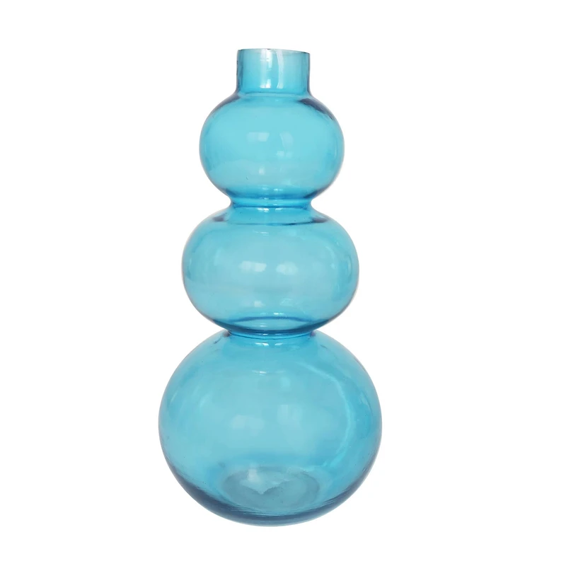 Blue Round Bubble Glass Vase Set