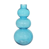 Blue Round Bubble Glass Vase Set