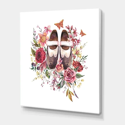 Designart - Vintage Oxford Shoes With Wildflowers