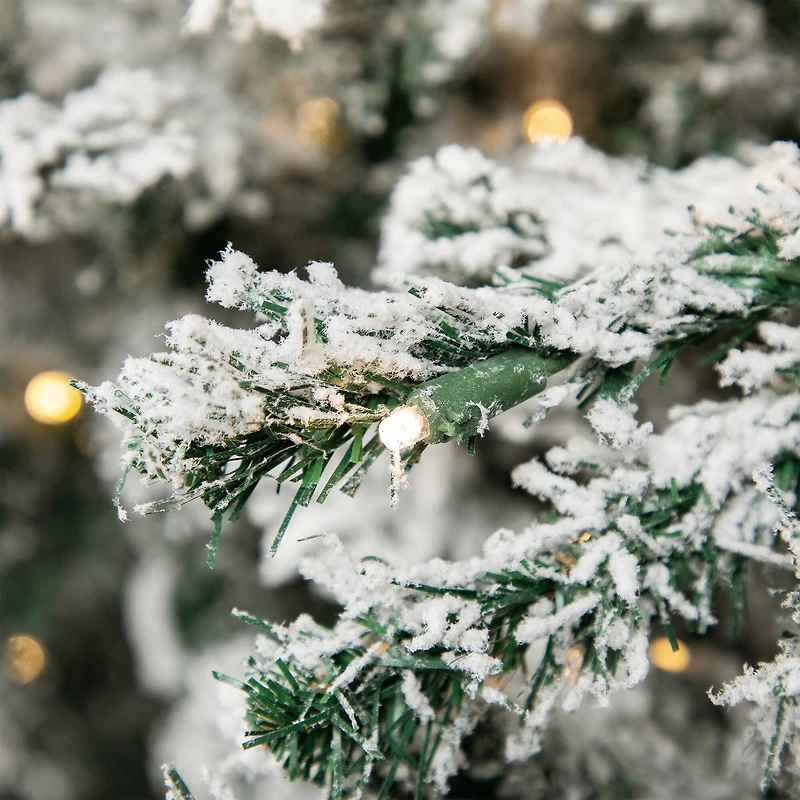 9ft. Pre-Lit Flocked Pine Artificial Christmas Tree, Warm White LED Lights