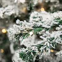 9ft. Pre-Lit Flocked Pine Artificial Christmas Tree, Warm White LED Lights