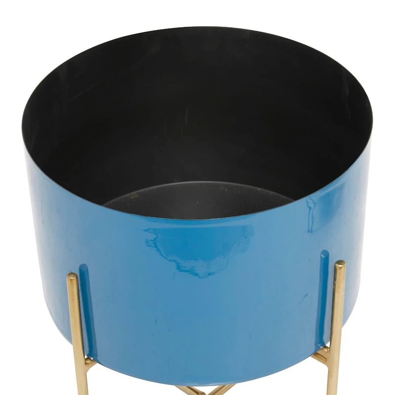 Blue Modern Planter, Set of 2" 15", 12"