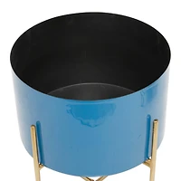 Blue Modern Planter, Set of 2" 15", 12"