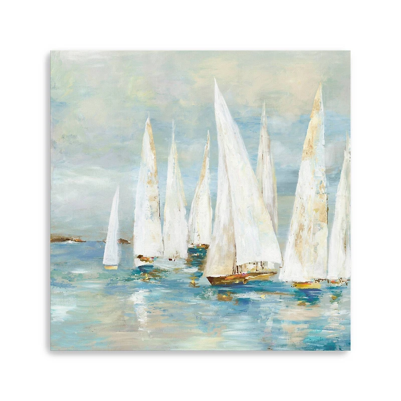 White Sailboats Canvas Giclee