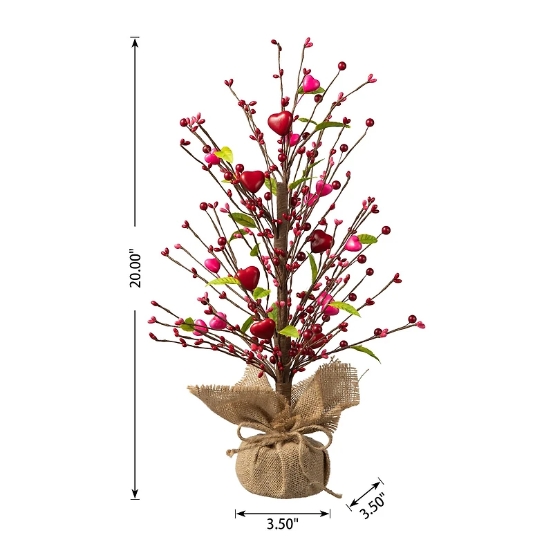 Glitzhome® 20" Valentine's Berry Heart Table Tree