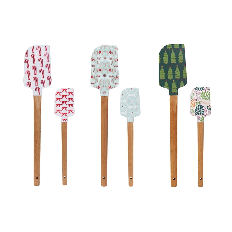 Hello Honey® 13.5" Holiday Silicone & Wood Spatula Set
