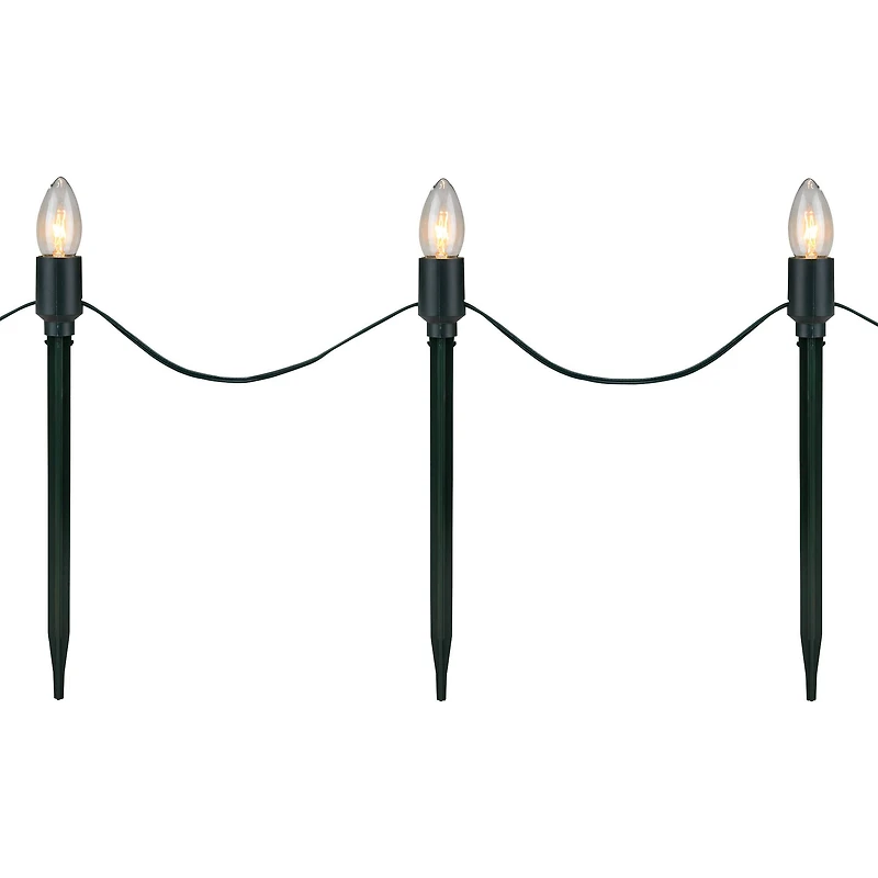 Mighty Light Clear C9 Christmas Pathway Marker Set, Green Wire