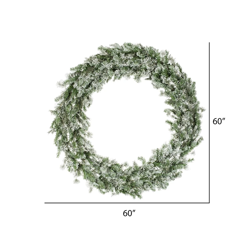 60" Pre-Lit Flocked Kiana Artificial Christmas Wreath, Warm White Dura-Lit® LED Mini Lights