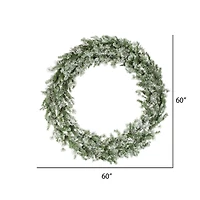 60" Pre-Lit Flocked Kiana Artificial Christmas Wreath, Warm White Dura-Lit® LED Mini Lights