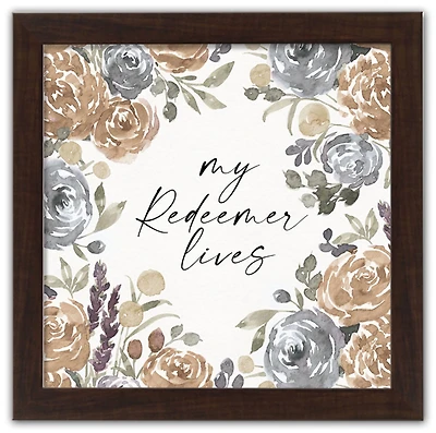 Redeemer Lives Neutral 16" x 16" Walnut Framed Print Under Plexiglass