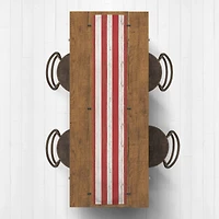 90" Red & White Distressed Stripes Table Runner