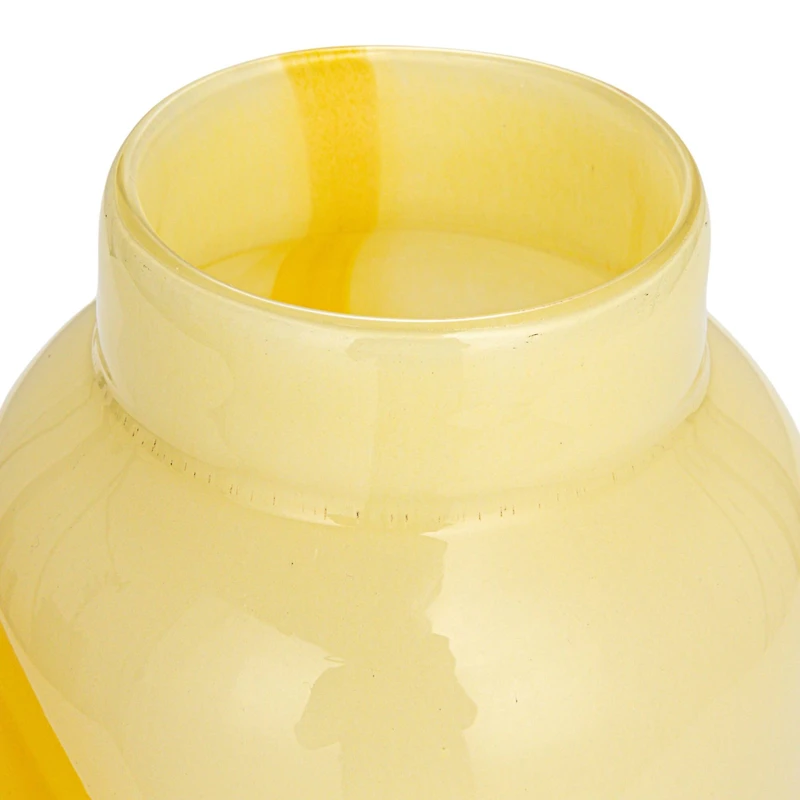 Hello Honey® 9.5" Yellow & Purple Decorative Glass Vase with Abstract Design