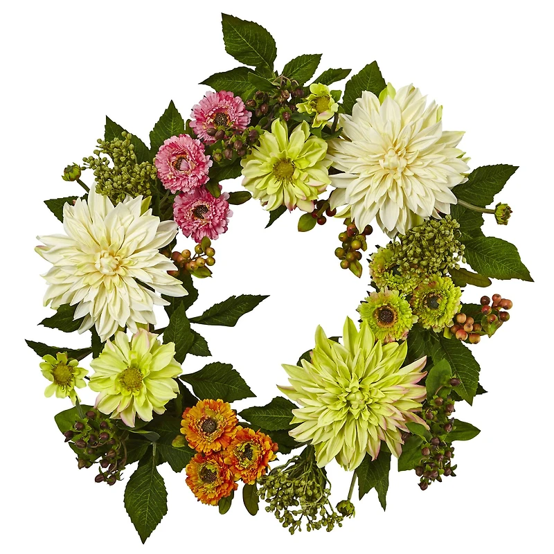 22” Dahlia & Mum Wreath