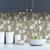 NuWallpaper Taupe & Lime Fairfield Peel & Stick Wallpaper