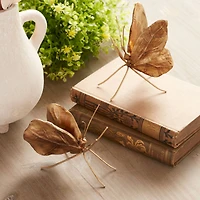 Golden Brown Leaf Butterfly Shelf Sitter Set