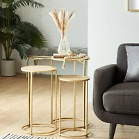 Gold Round Metal Glam Accent Table Set