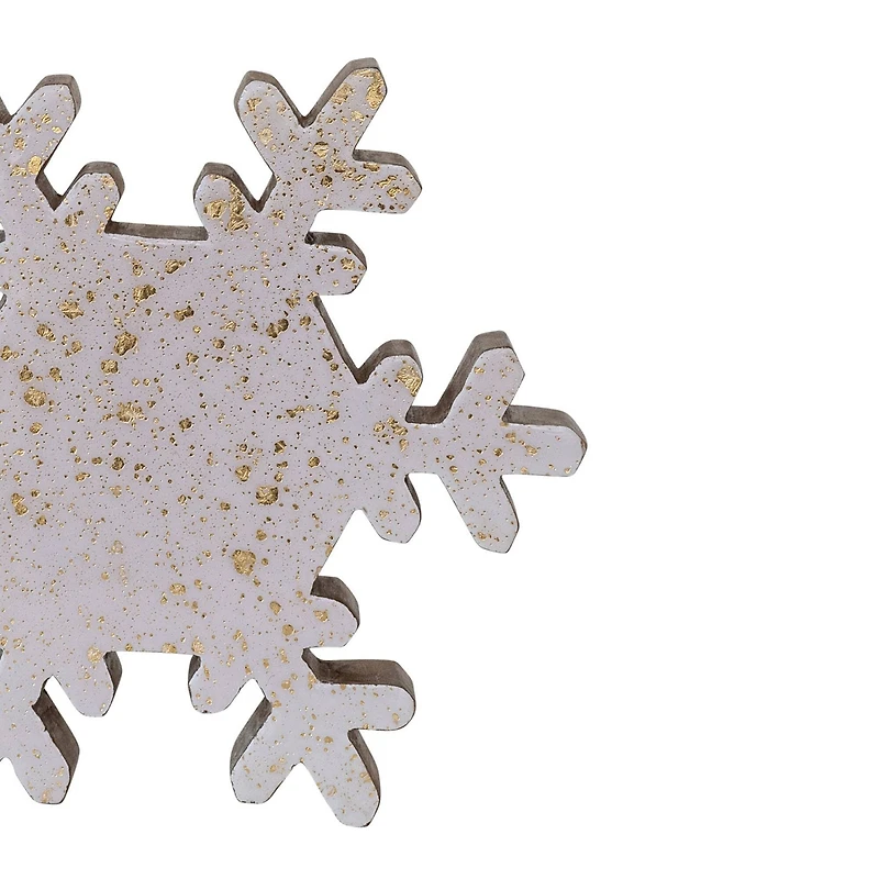Hello Honey® 8.7" Cream & Gold Mango Wood Snowflake
