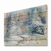 Designart - Winter Landscape With Snowy River I