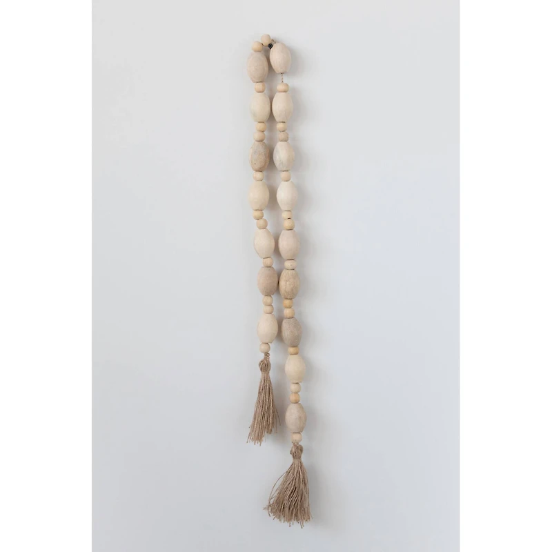 Hello Honey® 60" Mango Wood Bead Garland with Jute Tassels