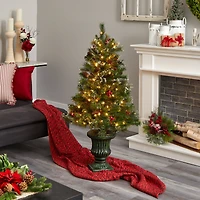 4ft. Pre-Lit Artificial Christmas Tree with Berries & Pinecones, Clear LED Lights