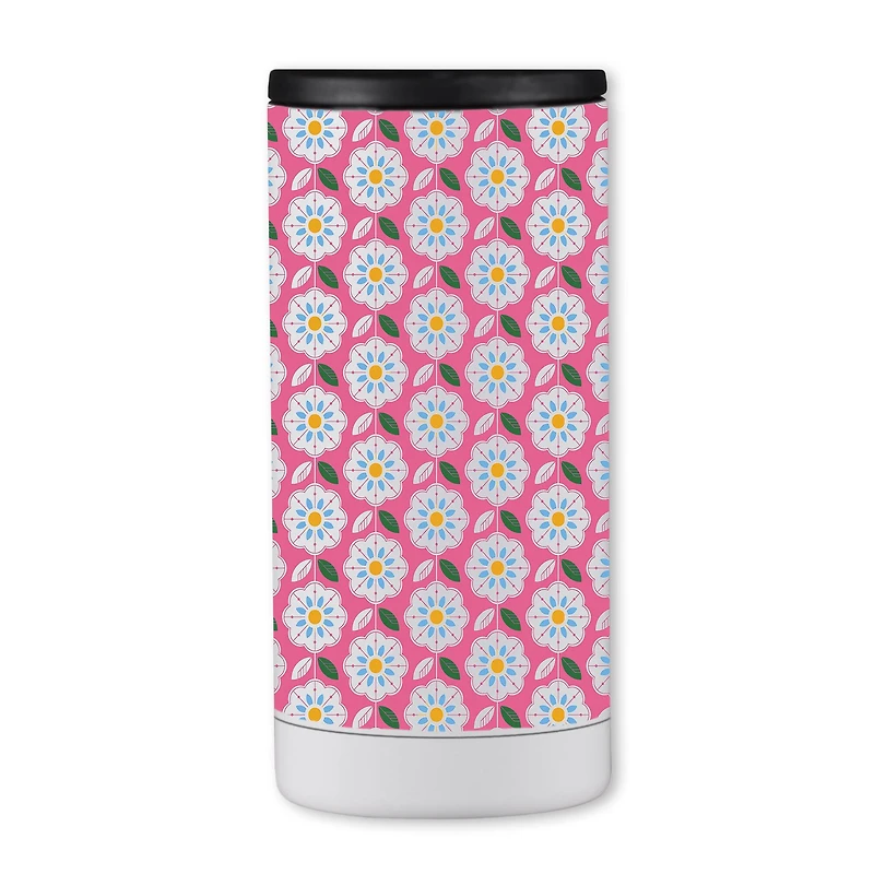 12oz. Pink Mod Flower Pattern Koozie