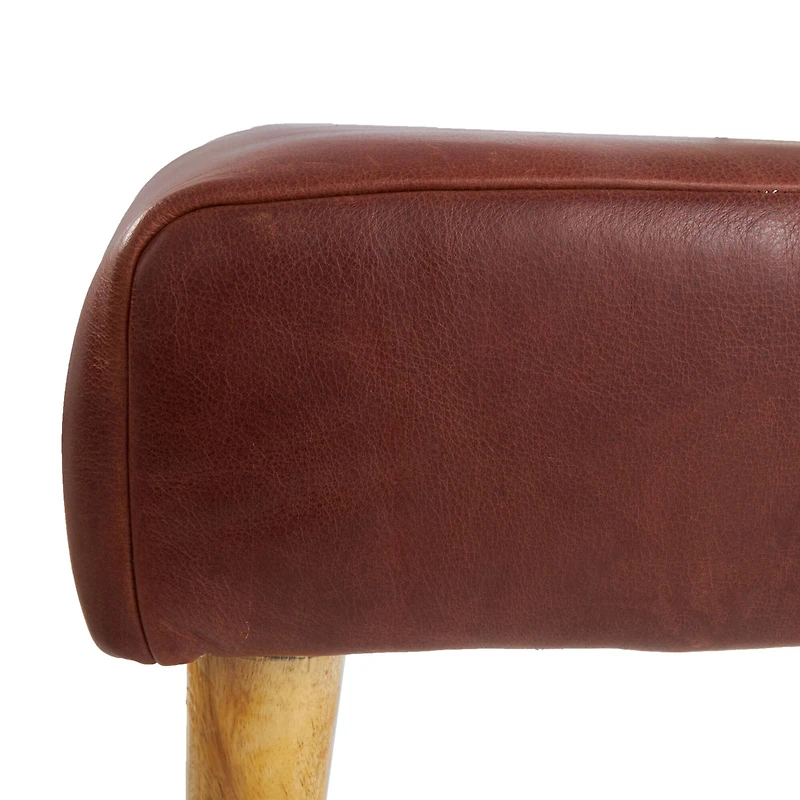 4ft. Brown Leather Upholstered Bench