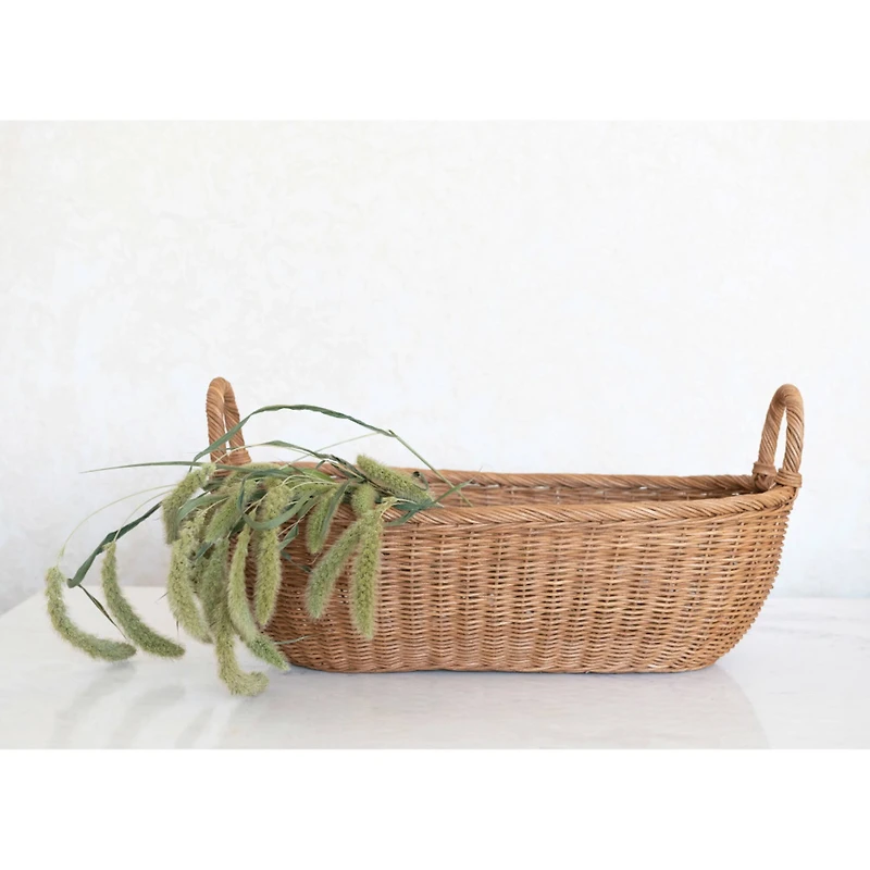 Hello Honey® Small Natural Handwoven Wicker Basket with Handles