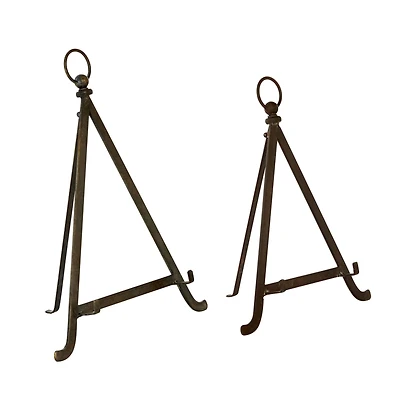 Set of 2" Bronze Metal Traditional Easels 13", 15"