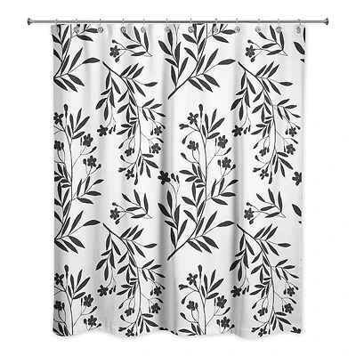 Monochromatic Floral Bunch 71" x 74" Shower Curtain