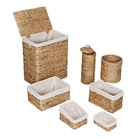 7-Piece Water Hyacinth Woven Bathroom Storage Basket Set